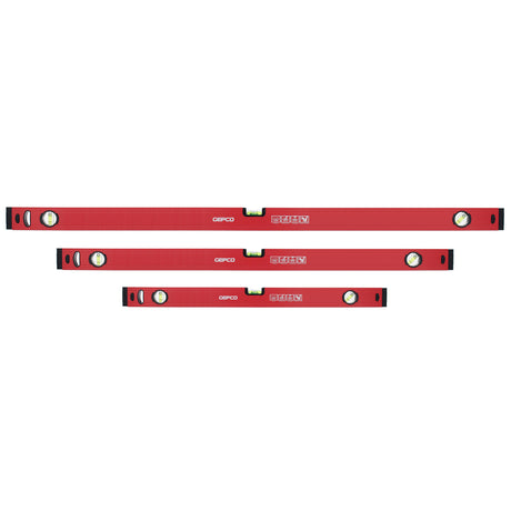 The complete 3-piece GEPCO Professional Aluminum Spirit Level Set, ideal for precise measurements in any situation.