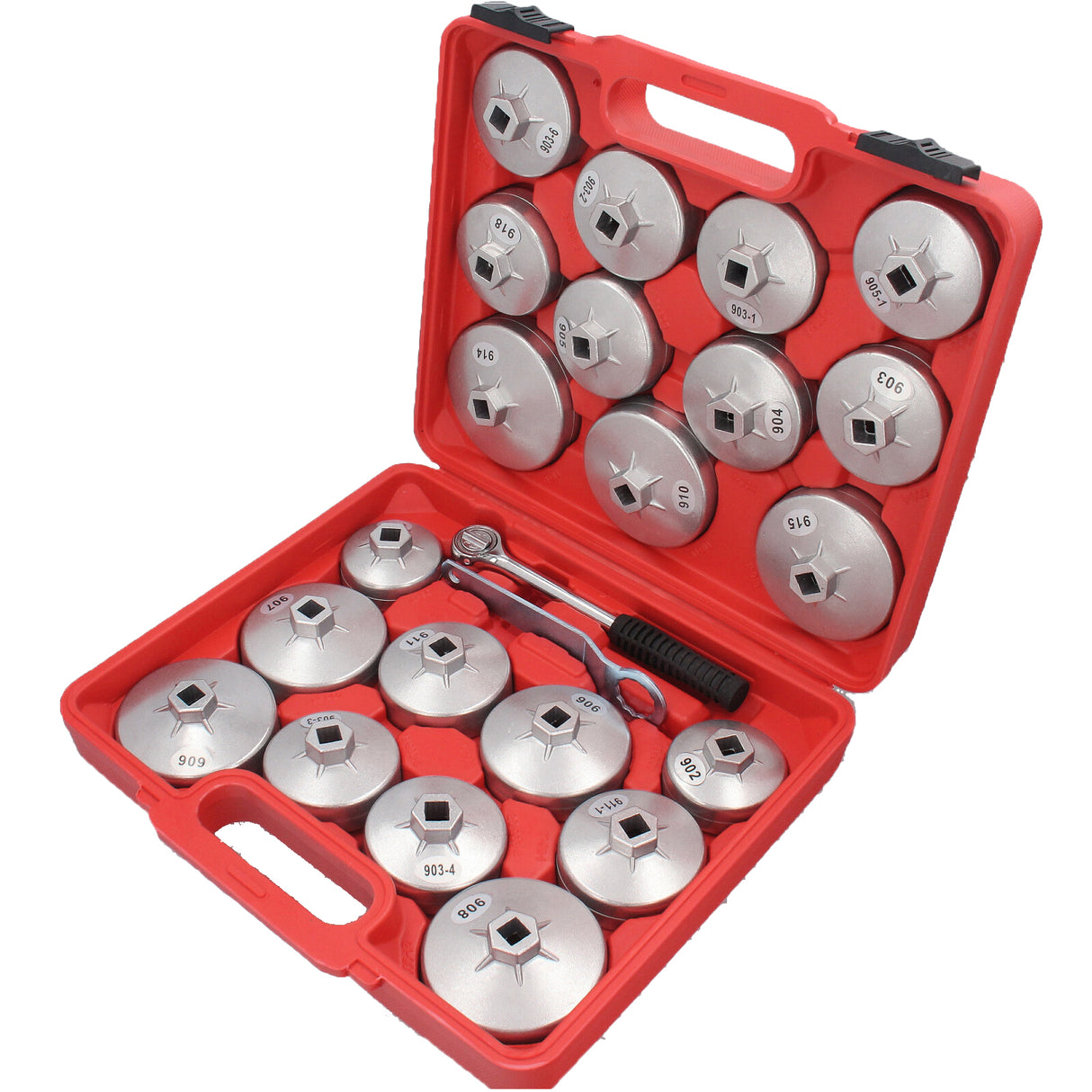 Ölfilterschlüssel-Set (23-tlg.), Detailansicht (Bild 4/7). Ölwechsel Werkzeug für PKW.