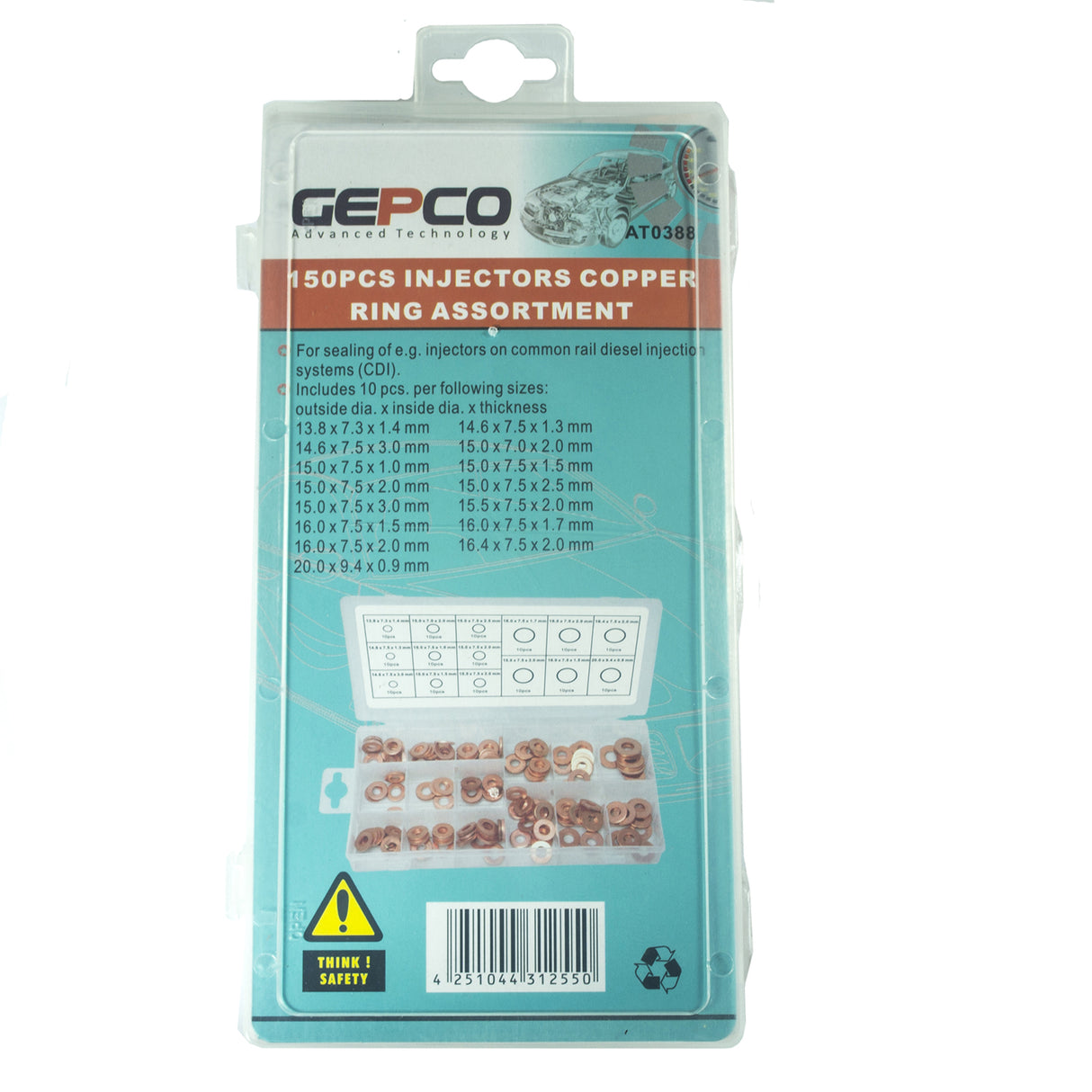 150 tlg. Sortiment Einspritzdüsen-Kupferringsortiment viele Größen Injektoren bei Common Rail Diesel-Einspritzsystemen CDI Kupfer Dichtringe