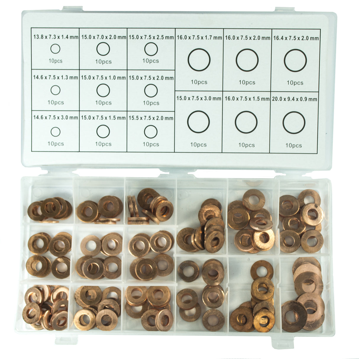 150 tlg. Sortiment Einspritzdüsen-Kupferringsortiment viele Größen Injektoren bei Common Rail Diesel-Einspritzsystemen CDI Kupfer Dichtringe