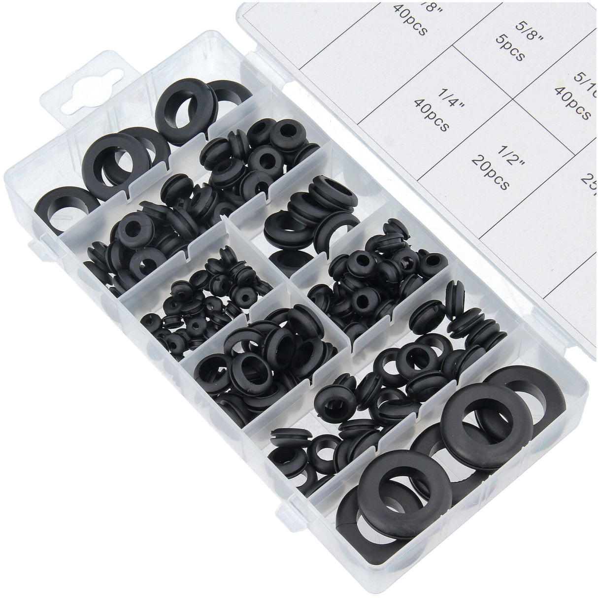 Gummi-Durchgangstüllen-Sortiment, 180-tlg