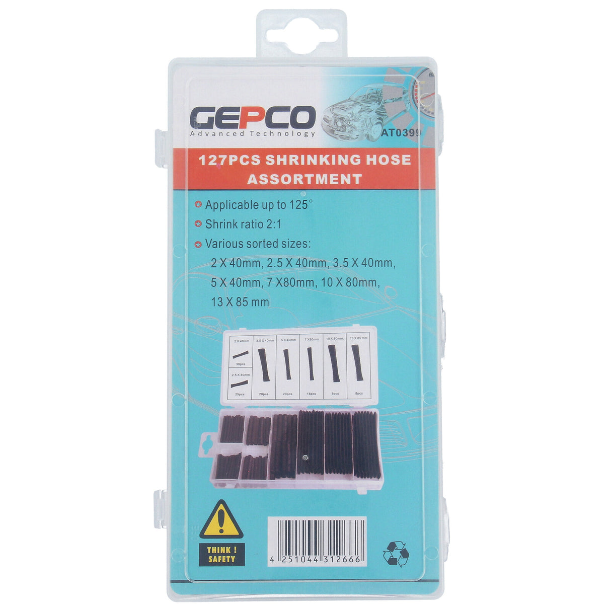 Schrumpf- Schlauch- Sortiment, 127-tlg. SET SATZ Schrumpfschlauch Sortiment Kasten Kabelisolierung