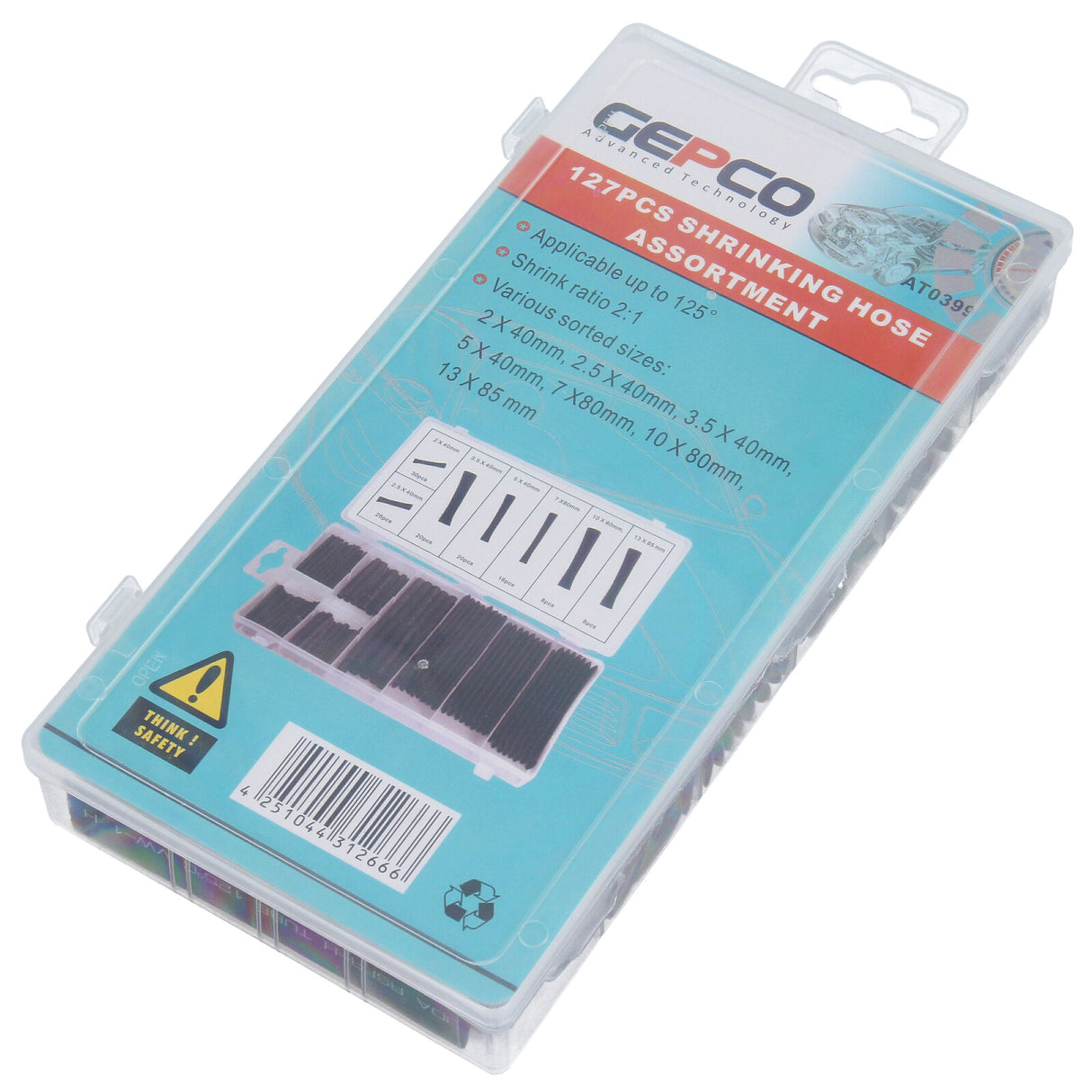 Schrumpf- Schlauch- Sortiment, 127-tlg. SET SATZ Schrumpfschlauch Sortiment Kasten Kabelisolierung