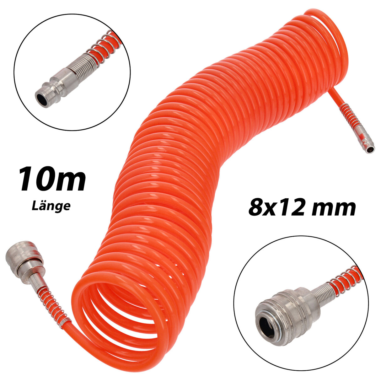 Druckluft Spiralschlauch 1/4` PE 8x12mm 10m