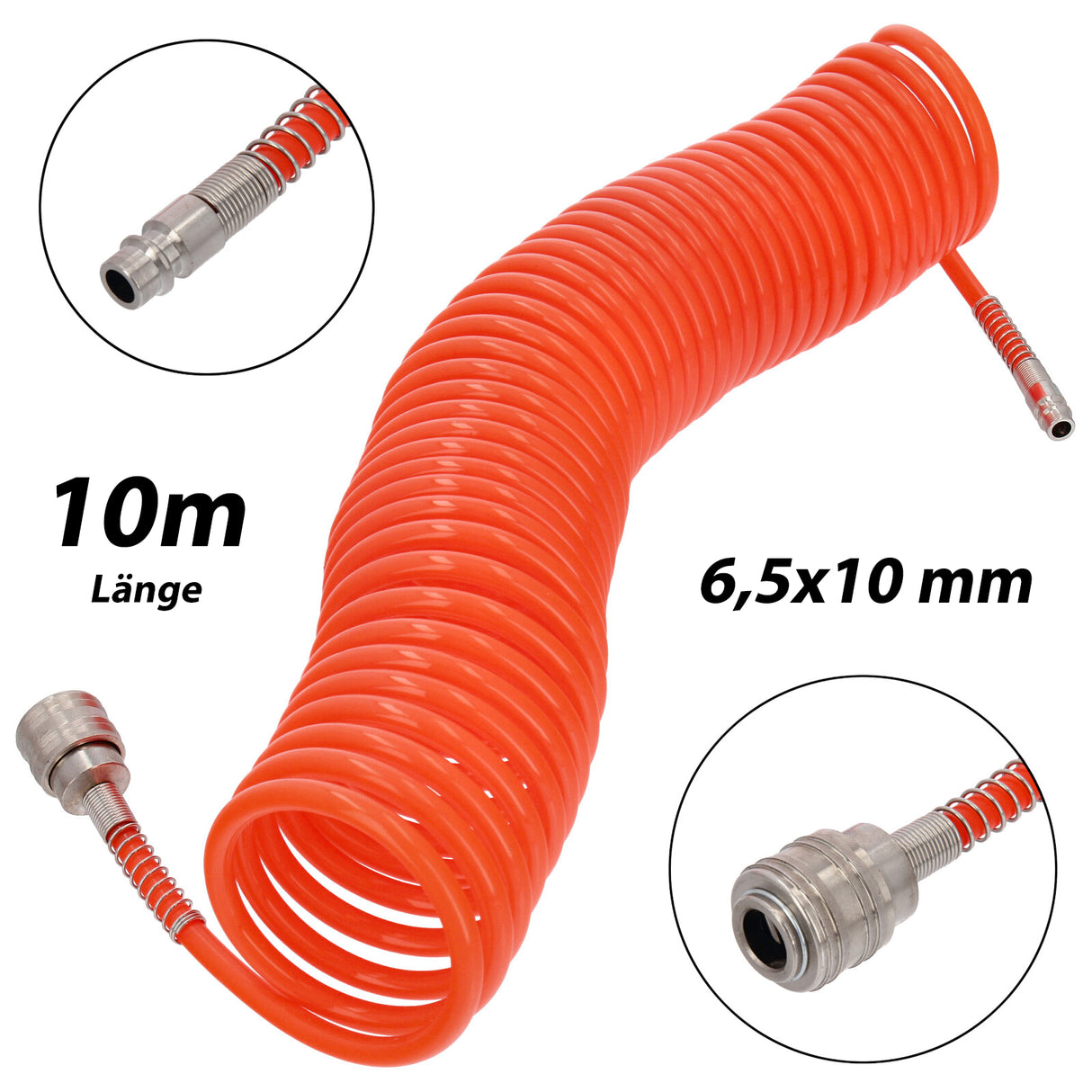Druckluft Spiralschlauch 1/4` PE 6,5x10mm 10m