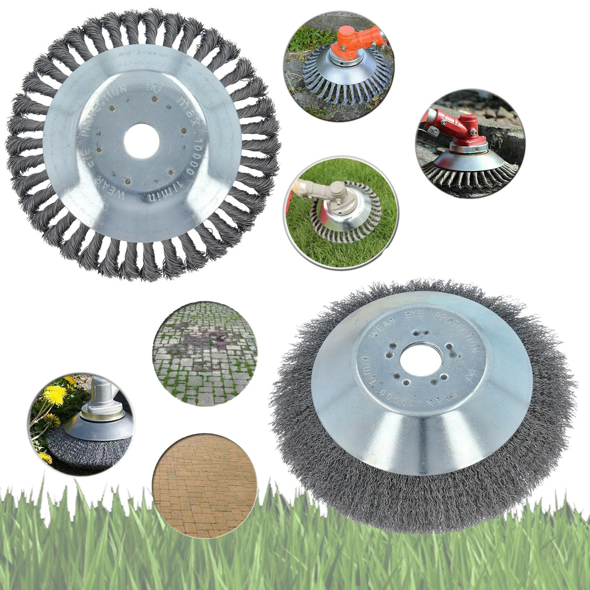 2x Profi Wildkraut Fugen Unkrautbürste Motorsense Weich und Gezopft 25,4x200mm