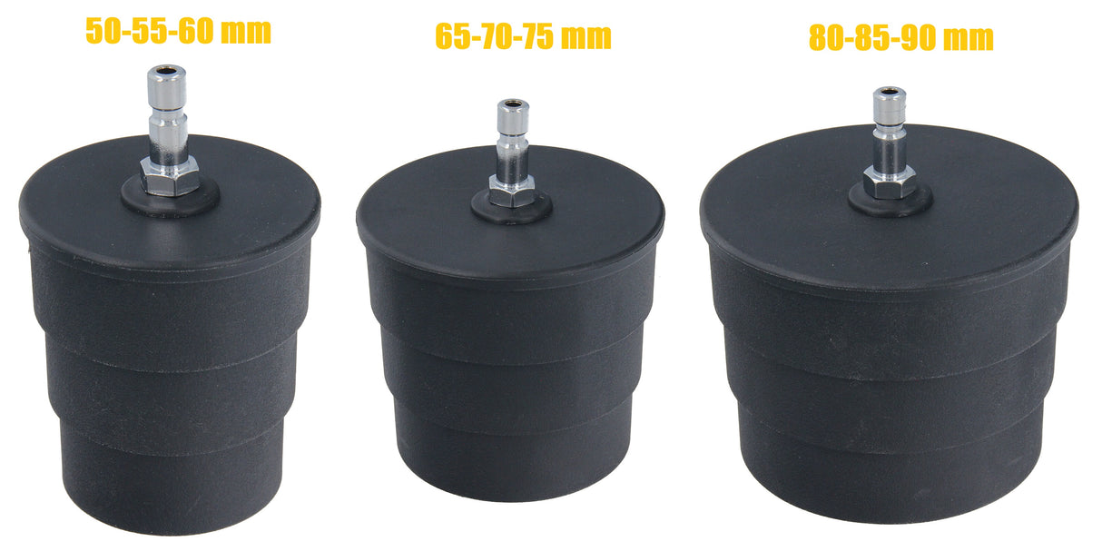 Prüf Adapter mit Größe 50-55-60 / 65-70-75 / 80-85-90 mm Turbo Ansaugluft Tester