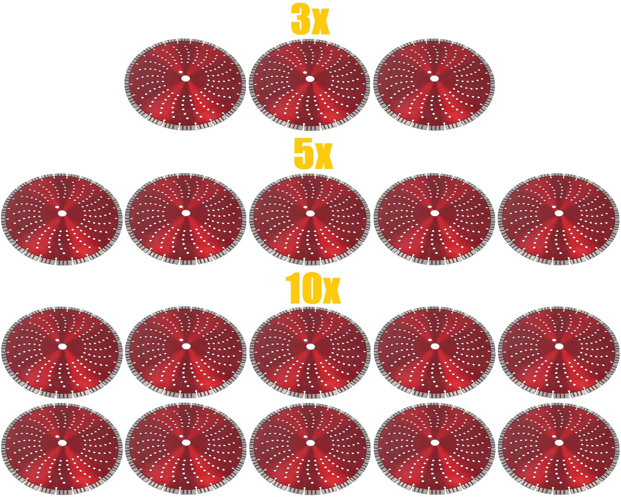 Profi Diamantscheibe Beton Granit Diamanttrennscheibe 350 mm Turbo 20 mm 3/5/10x