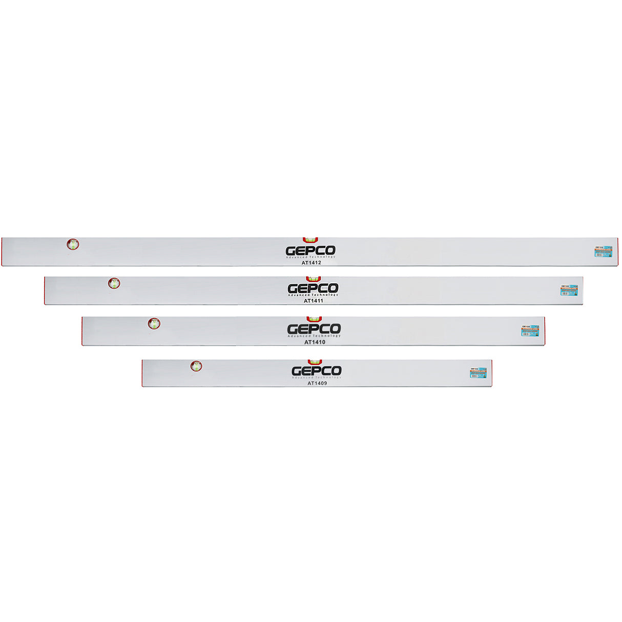 GEPCO Richtlatten 4tlg Set 120-150-180-200 cm Aluminium 2 Libellen Wasserwaagen