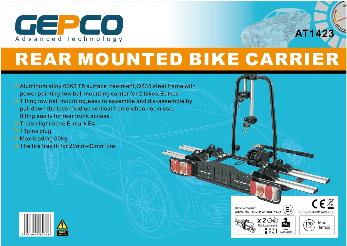 GEPCO Fahrradträger für 2 Fahrräder E-Bikes Heckträger Anhängerkupplung 60 kg