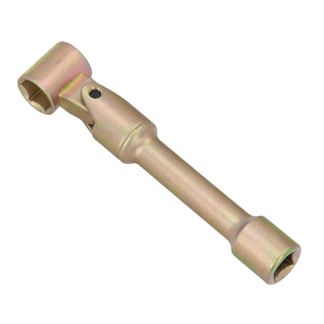 Studio shot of a 13mm strut nut socket. This specialized wrench features both 6-point and 8-point profiles and is designed for VAG vehicles (VW, Audi, Skoda, Seat). Ideal for suspension strut maintenance and repair. Chrome finish, 3/8" drive.