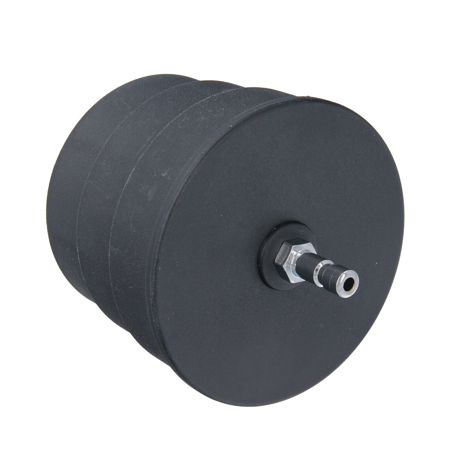 Close-up of the extra-large stepped sizes: 80mm, 85mm, 90mm on the turbo boost leak tester adapter for very large hoses.