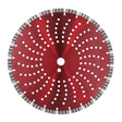 Close-up of the GEPCO MEGA LASER diamond blade showing the 15mm turbo segment.