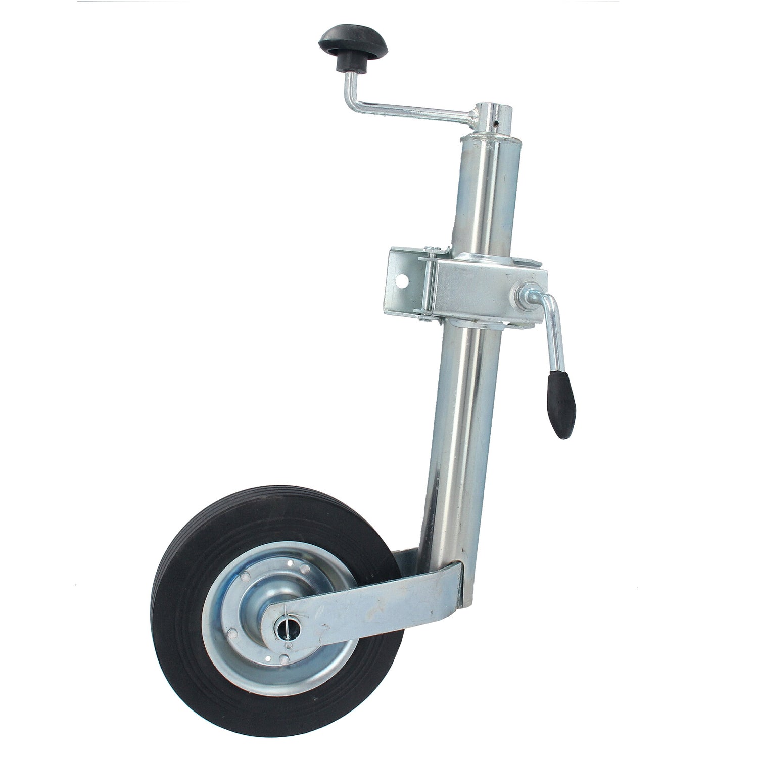 Heavy duty trailer jockey wheel with integrated thrust bearing, ready to make trailer maneuvering a breeze.