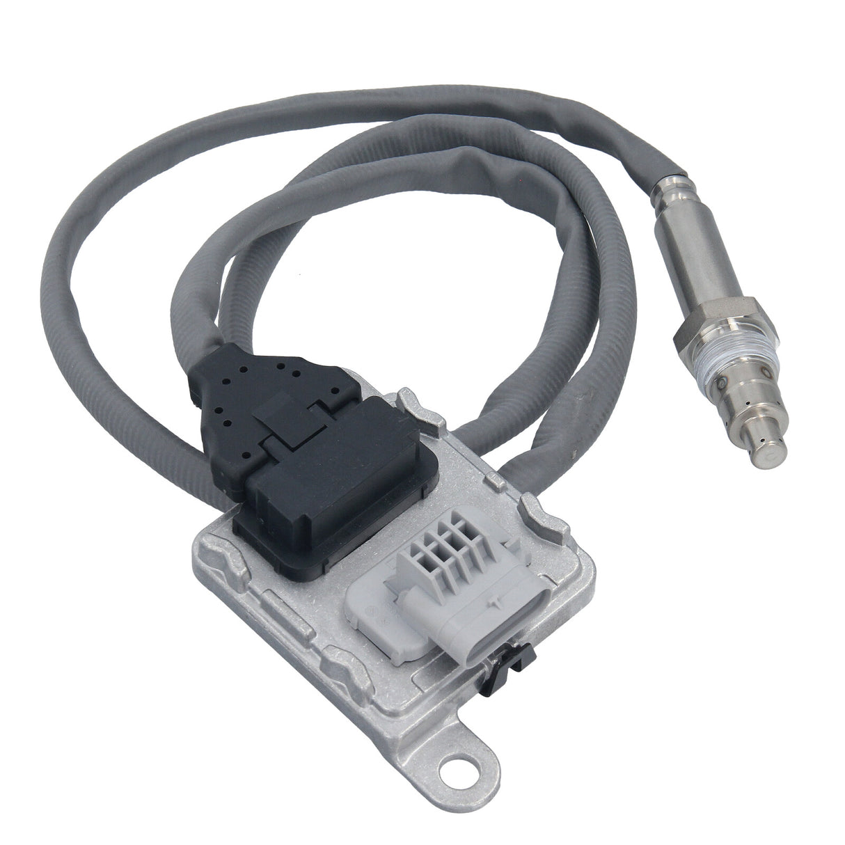 A photo shows a NOX sensor against a blue sky, symbolizing its role in reducing emissions.