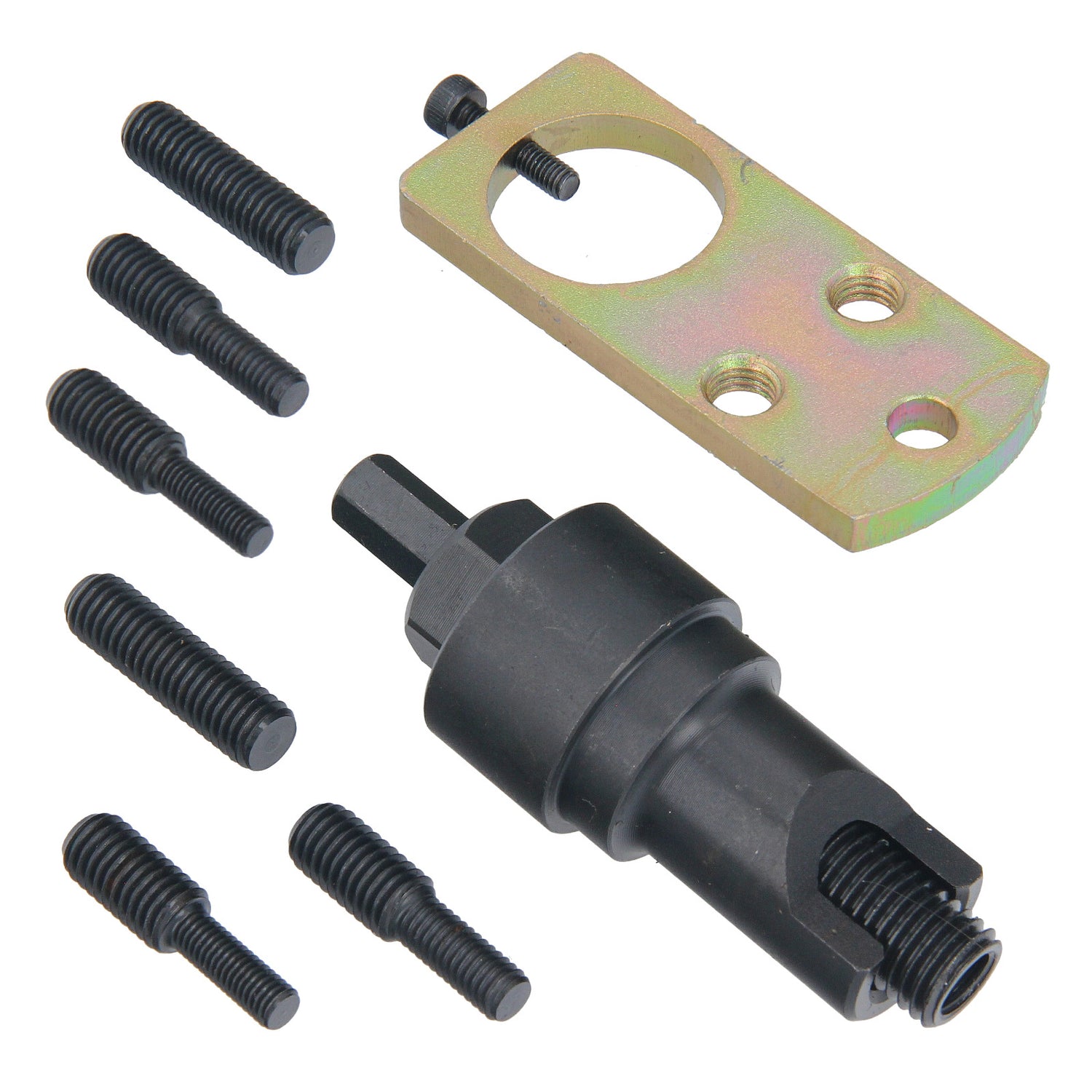 Slide rail bolt puller set for Mercedes and BMW timing chains. Full view showcasing all components.