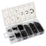 300 pz. ASSORTIMENTO DI ANELLI DI FERMO E-RINGS Rondella di bloccaggio in acciaio per molle da 1,5-22 mm