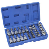 Set di chiavi a bussola con dado Torx esterno da 34 pezzi, punte, utensili da 3/8" per uso automobilistico