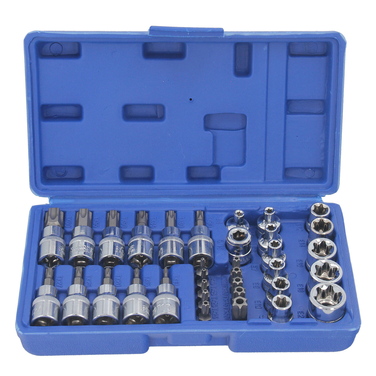 Set di chiavi a bussola con dado Torx esterno da 34 pezzi, punte, utensili da 3/8" per uso automobilistico