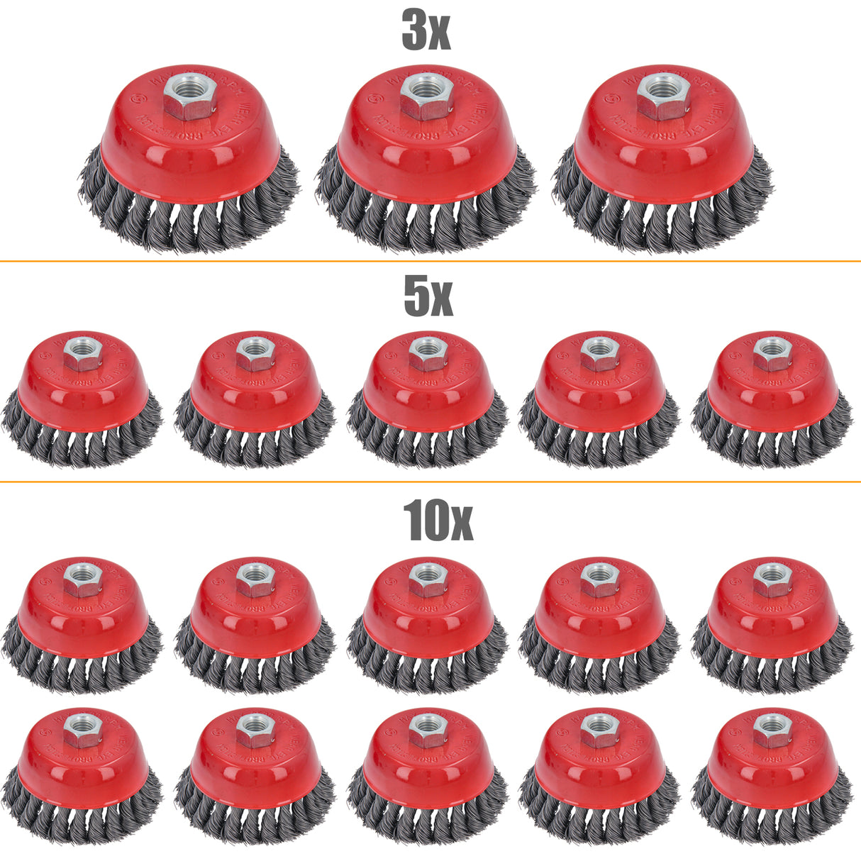 3/5/10-tlg Topfbürste Drahtbürste Bürste Ø 75 mm gezopft M14 für Winkelschleifer