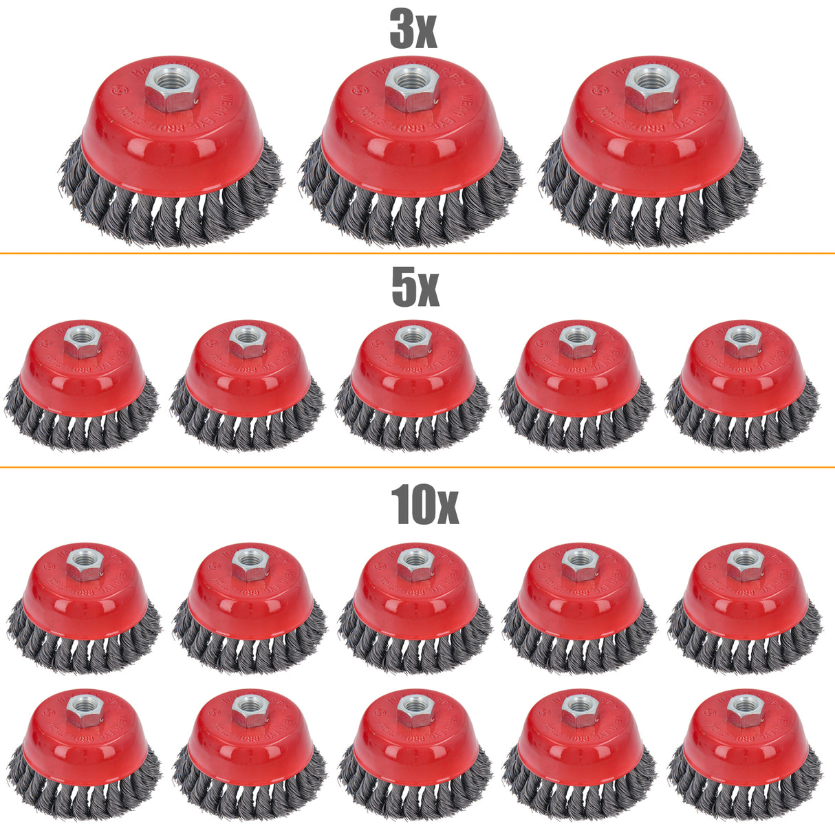 3/5/10-tlg Topfbürste Drahtbürste Bürste Ø 100mm gezopft M14 für Winkelschleifer