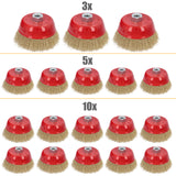 3/5/10-tlg Topfbürste Drahtbürste Ø 100mm M14 Flex Winkelschleifer Messing besch