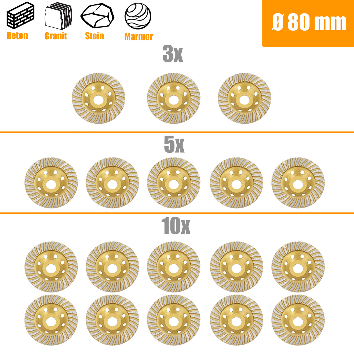 Profi Diamant Schleiftopf Turbo Schleifteller Topfscheibe Beton Estrich Ø 80mm