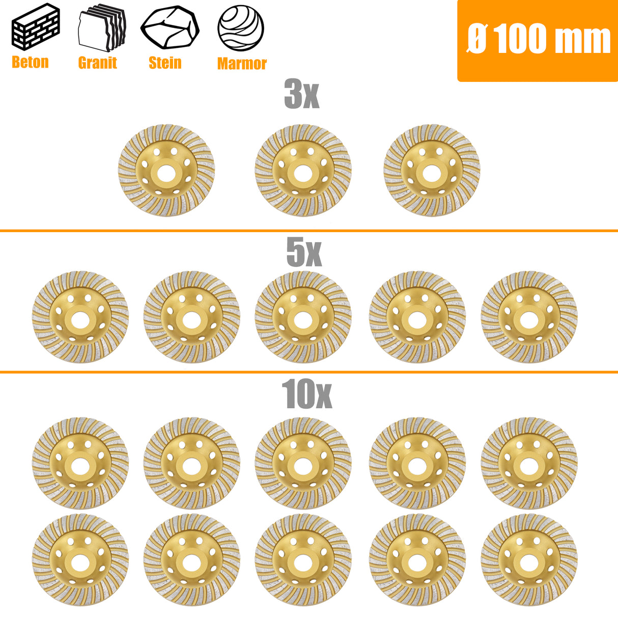 Profi Diamant Schleiftopf Turbo Schleifteller Topfscheibe Beton Estrich Ø 100mm