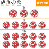 3/5/10 Diamant Schleiftopf Zweireihig Turbo Schleifteller Beton Ø 125mm Rot