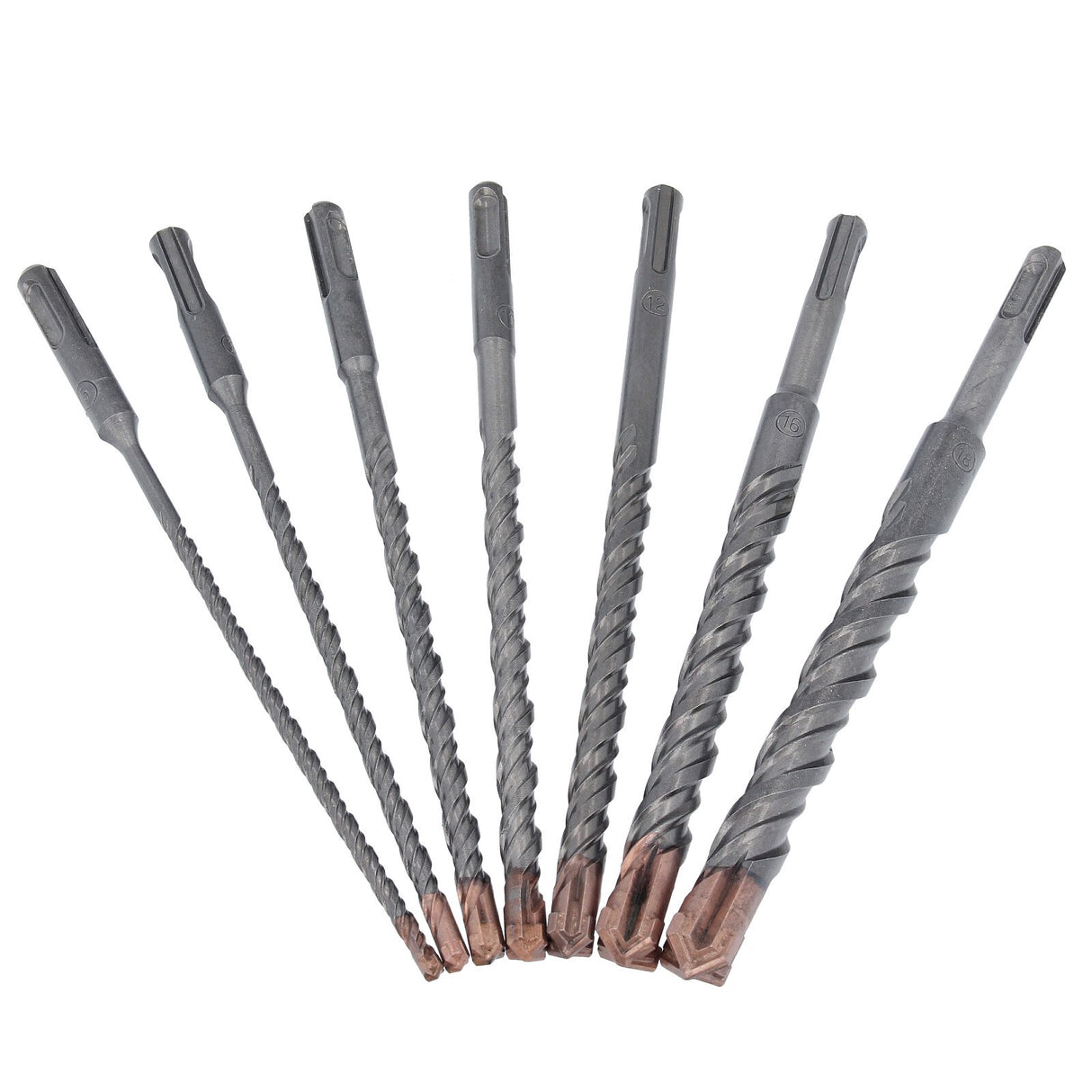 SDS-plus Betonbohrer Set 7-tlg Quadro Bohrer Hammerbohrer 5mm - 18mm Länge 210mm