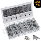 Assortiment de rivets aveugles 400 pièces jeu de rivets pop 2,4 3,2 4 4,8 aluminium/acier