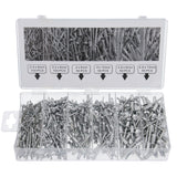 Assortiment de rivets aveugles 400 pièces jeu de rivets pop 2,4 3,2 4 4,8 aluminium/acier