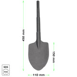 Ciseau à pelle GEPCO, ciseau à bêche, ciseau à asphalte, ciseau SDS Max 110 x 450 mm