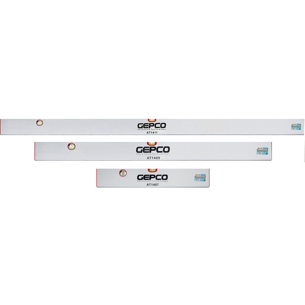 GEPCO Richtlatten 3tlg Set 60-120-180 cm Alu Putzlatten 2 Libellen Wasserwaagen